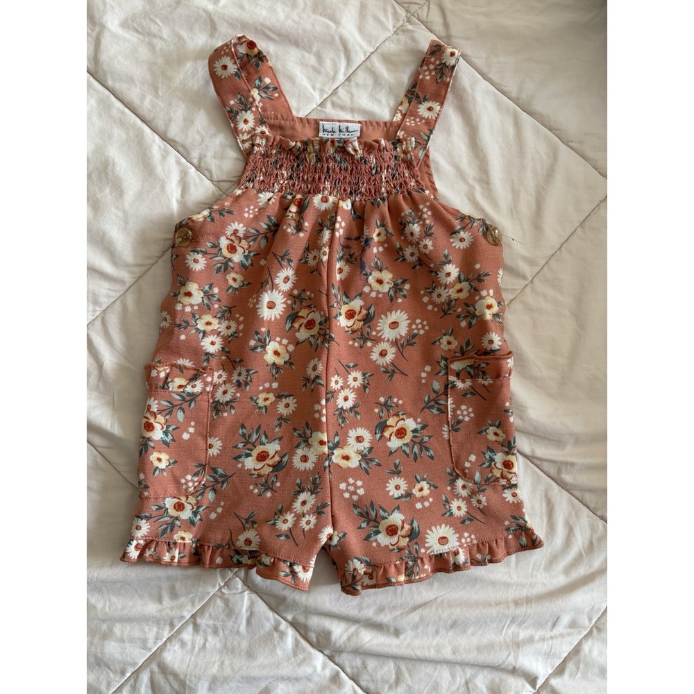 Toddler Girls' Nicole‎ Miller Floral Sleeveless Shortalls Size 2